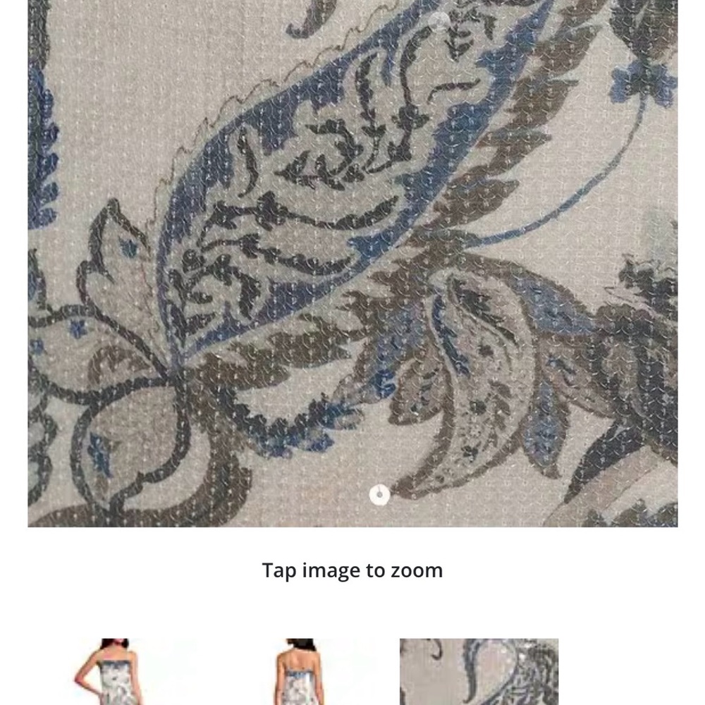 Floral Paisley Strapless Dress in Blue, Gray, White